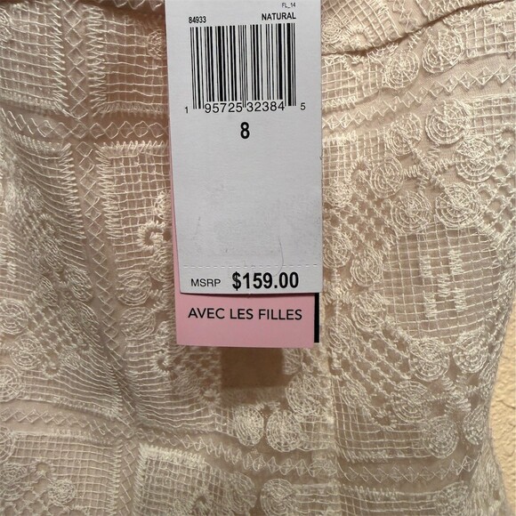 AVEC LES FILLES Dress Womens Size 8 Antique Lace Midi Sweetheart Fit & Flare - Picture 6 of 7